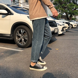 方寸先生春季男生韩版潮流九分牛仔裤男直筒休闲修身小脚薄款裤子
