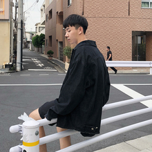 方寸先生春秋装2019新款黑色牛仔外套男韩版宽松百搭潮流工装夹克