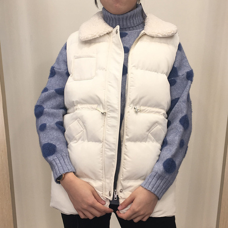 丹雷斯2018秋冬马甲女宽松中长款翻领百搭无袖背心休闲面包服外套商品大图