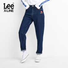 Lee女款 2018年秋季X-LINE深蓝色绣花牛仔裤LWZ4113UM8TW图片