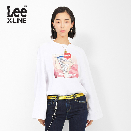 Lee女款 2018年秋季X-LINE印花白色长袖卫衣L345883QAK14商品大图