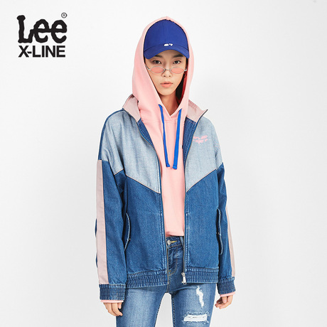 Lee女款 2018秋季X-LINE浅蓝拼接长袖夹克外套L345643HH9VQ商品大图