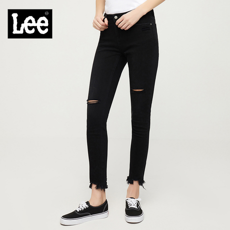 Lee女装 2018春夏新品水洗复古黑色九分牛仔裤LWN4183HG7CY商品大图