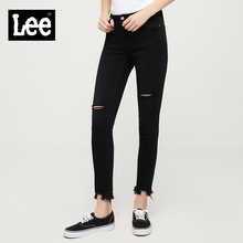 Lee女装 2018春夏新品水洗复古黑色九分牛仔裤LWN4183HG7CY图片