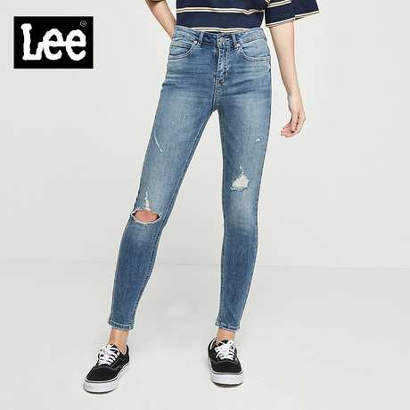 Lee2018春夏新品女款浅蓝色九分牛仔裤L134171XP7DB商品大图