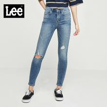 Lee2018春夏新品女款浅蓝色九分牛仔裤L134171XP7DB图片