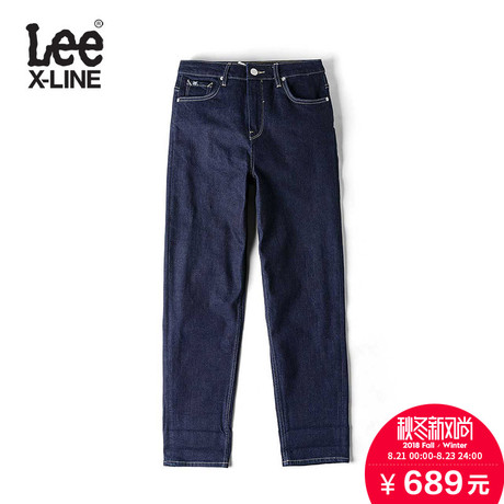 Lee女款 2018年秋季XLINE深蓝色洗水九分牛仔裤LWZ4112UZ8LJ商品大图