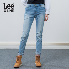 Lee女装 18春夏新品X-line浅蓝色牛仔裤L134093AX8LC图片