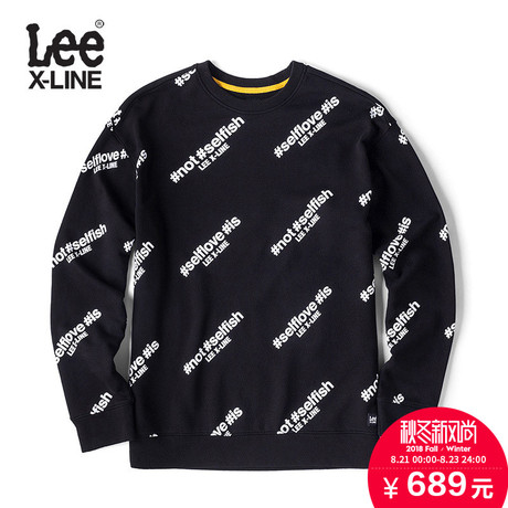 Lee女款 2018年秋季XLINE黑色字母圆领长袖卫衣L345723QAK11商品大图