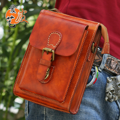疯马皮烟包5寸手机包男包韩版潮流男士腰包休