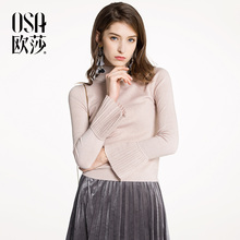 柔软针织衫 A16042 高领 新款 百褶袖 OSA欧莎2018春装