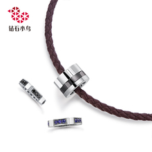 Zbird/钻石小鸟PT950铂金吊坠-时光-男式项链钻石蓝宝黑钻 送皮绳