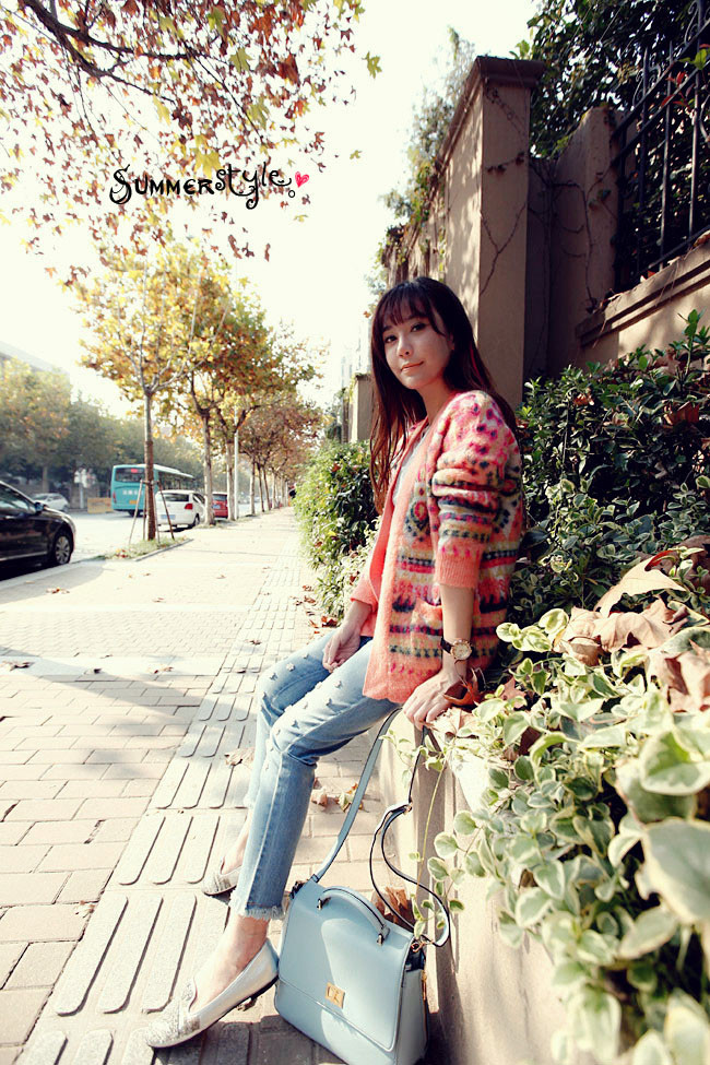 100元\/3件 民族风色彩几何图案橘色马海毛羊毛