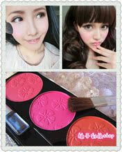 送刷防水儿童舞台表演彩妆化妆品 娘家三色腮红胭脂桃红粉红橘色