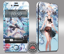 初音未来MIKU动漫手机卡通彩膜彩贴 5S贴纸痛机贴膜 iPhone4
