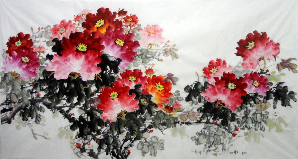 13051811无款牡丹画作品六尺国画花鸟字画安俊逸手绘真迹水墨画