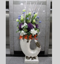 客厅售楼部样板房欧式现代装 落地大花瓶仿真插花艺套装 酒店 饰摆件
