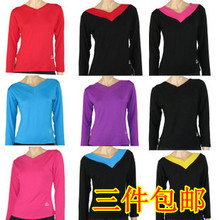 V领莫代尔广场舞蹈服装 上衣 拉丁健身服练功服女长袖 正品 体韵新款