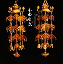佛教用品 佛堂用品 佛龛挂饰 佛像供具 幢幡 鎏金璎珞挂件/对