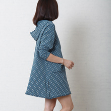 韩版 宽松大码 女装 新品 热卖 仓沐麻衣2014秋装 波点弹力棉卫衣A808