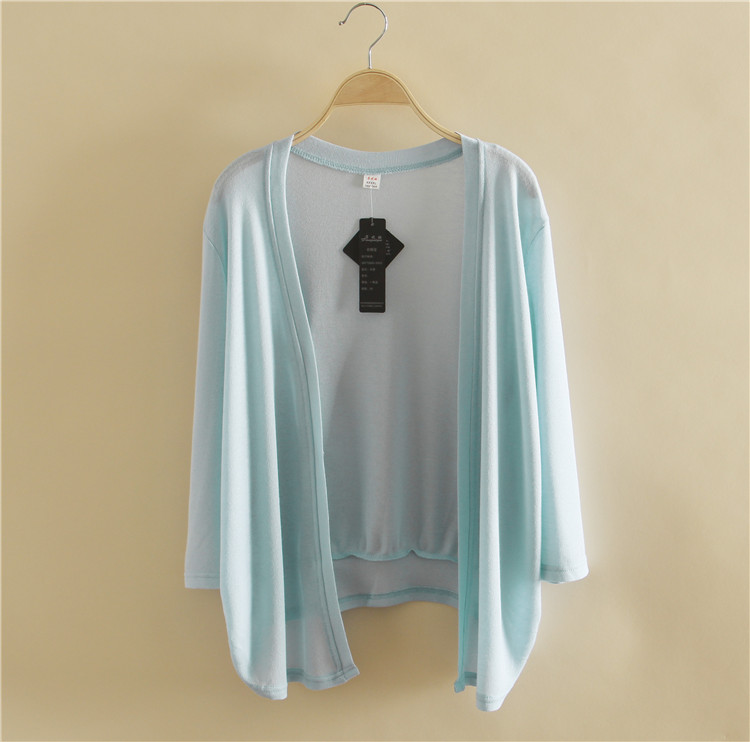 夏季针织衫女中老年薄款外搭开衫七分袖披肩外