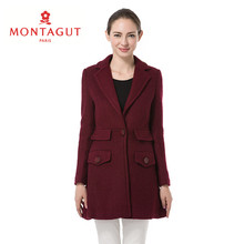 Montagut/梦特娇女士秋冬季商务休闲毛呢外套 羊毛混纺西装领外套图片