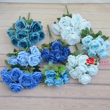 仿真花蓝色天蓝宝蓝地中海蓝复古蓝玫瑰花花束婚庆道具装饰花