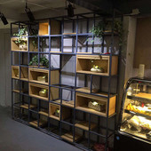 LOFT工业风家具美式书架复古书柜铁艺隔板置物架实木隔断展示架