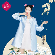 裂帛新衣记2018春季新款立领花朵刺绣开叉中式长款外套女68160027图片