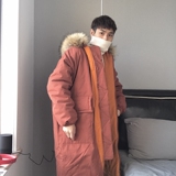 今喆新款冬季韩国ulzzang原宿毛领加厚中长款棉衣外套情侣BF棉服