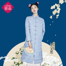 裂帛新衣记 女装新款花朵刺绣中式盘扣立领长款羽绒服68160050图片