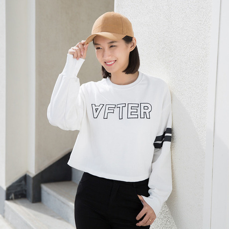 裂帛所在2018夏季新款小圆领字母绣花长袖套头卫衣女53170042商品大图