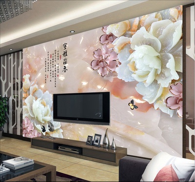 无缝中式壁画牡丹网上专卖店