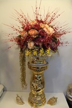 欧式宫廷复古罗马柱客厅玄关家居软装 落地大花瓶套装 饰仿真插花器