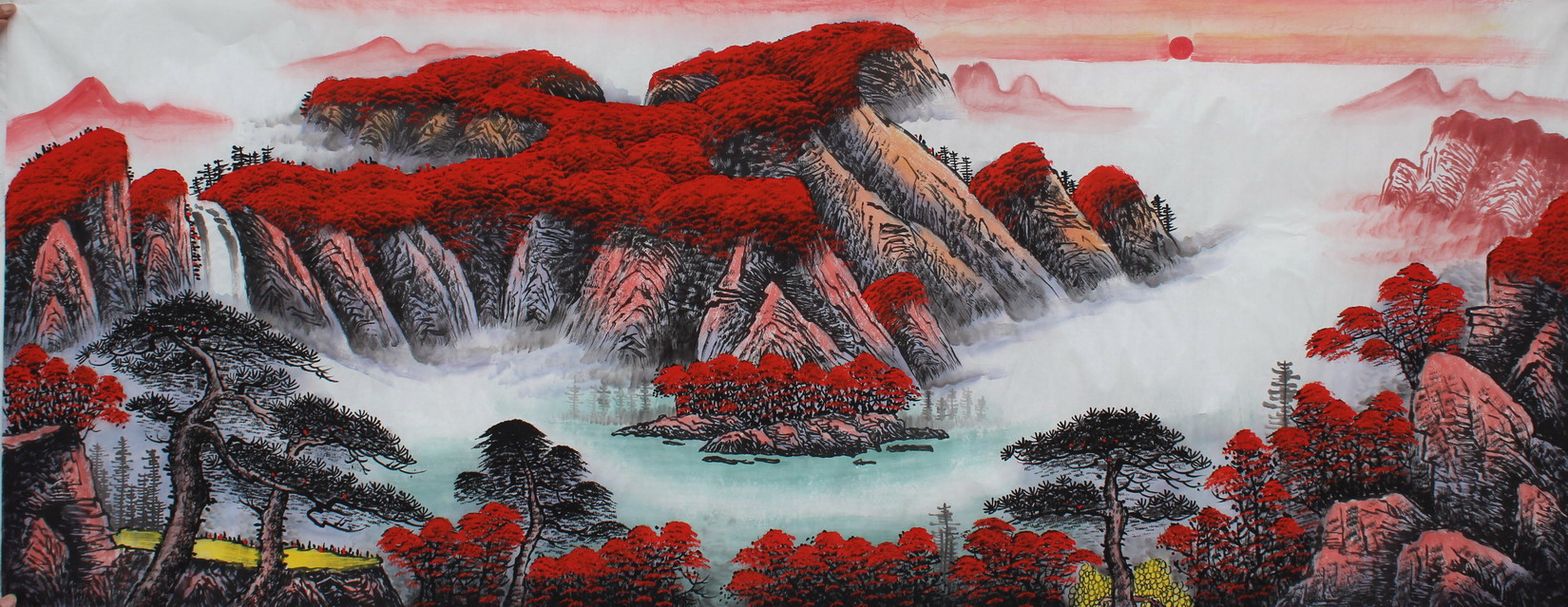 ME70609046鸿运当头聚宝盆纯手绘小六尺山水画特价装饰风水国画