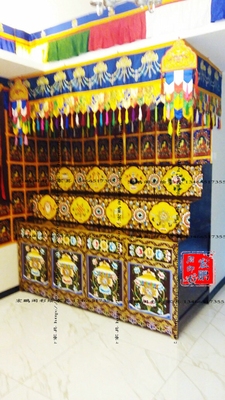 藏式彩绘三层佛龛佛柜神龛八宝供桌佛台实木仿古家具 可定制