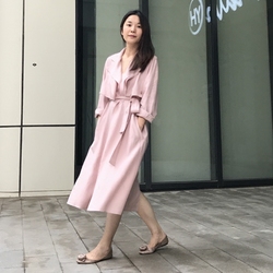 独家定制天丝长款女风衣飘逸动感每个女人都想拥有的一款风衣