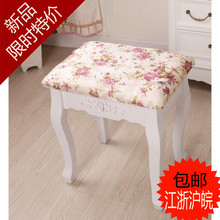 实木布艺化妆梳妆凳海绵坐凳白色凳子欧式现代简约韩式田园