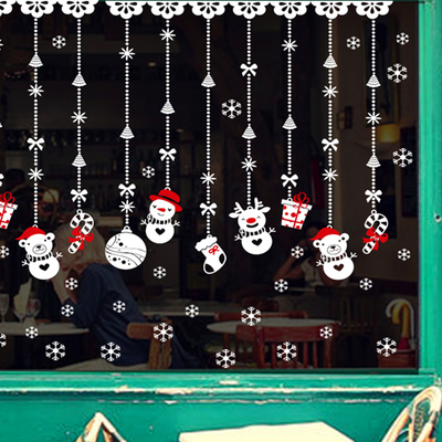 2019新年玻璃贴纸圣诞元旦装饰墙贴窗户春节