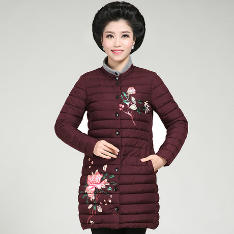 中老年人女装民族风印花羽绒棉服妈妈装冬装特大码棉衣外套200斤商品大图
