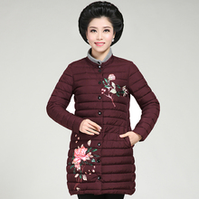 中老年人女装民族风印花羽绒棉服妈妈装冬装特大码棉衣外套200斤图片