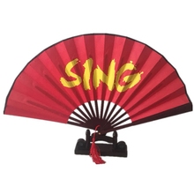 包邮 舞蹈扇红白双面扇绢布折扇转扇子1把 寄明月扇子SING女团同款
