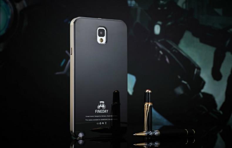 iMatch Aviation Aluminum Alloy Metal Bumper Tempered Glass Back Cover Case for Samsung Galaxy Note 3 N9000