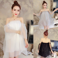2018仙公主网络直播衣服装美女装主播上镜露肩小姐夜店性感连衣裙