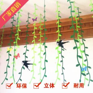 幼儿园教室春天装饰1米柳条树叶条燕子蝴蝶挂饰儿童房空中吊饰