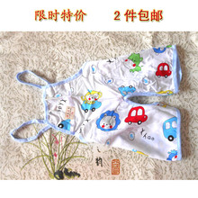 露背爬服肚兜夏 小夜裤 绵绸睡衣短裤 宝宝初生儿婴儿童人造棉连体裤
