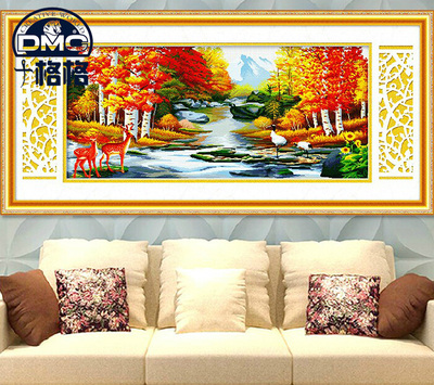 精准印花 法国DMC十字绣手工专卖 中国风客厅挂画 鸿运千秋福禄版