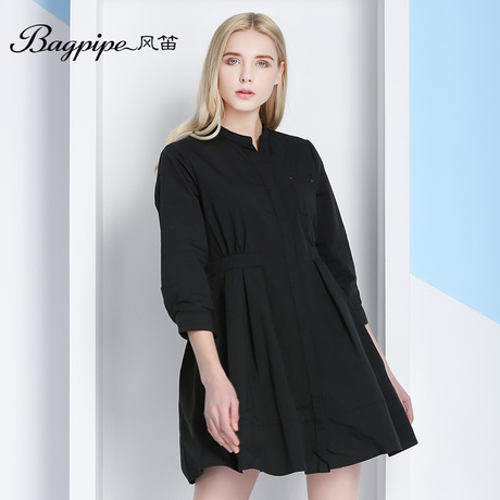BAGPIPE风笛2018新款春季黑色风衣女装上衣外套连衣裙宽松韩版潮商品大图