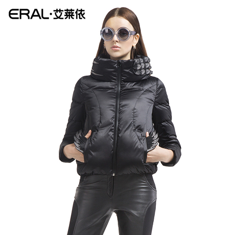 ERAL/艾莱依冬装修身轻薄保暖短款羽绒服女白鸭绒羽绒衣2066D-QC商品大图