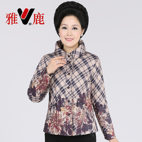 yaloo/雅鹿正品雅鹿羽绒内胆女中老年面包领加厚羽绒长袖羽绒外套商品大图